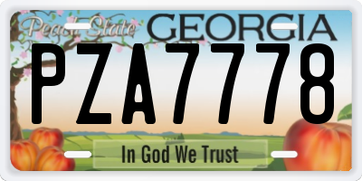 GA license plate PZA7778