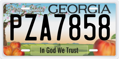 GA license plate PZA7858