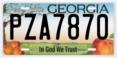 GA license plate PZA7870