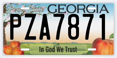 GA license plate PZA7871