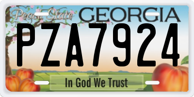 GA license plate PZA7924