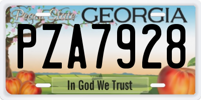 GA license plate PZA7928