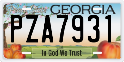 GA license plate PZA7931