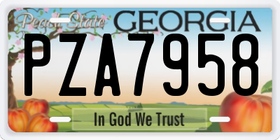 GA license plate PZA7958