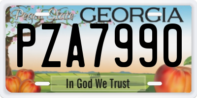 GA license plate PZA7990