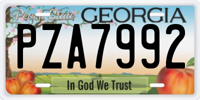 GA license plate PZA7992