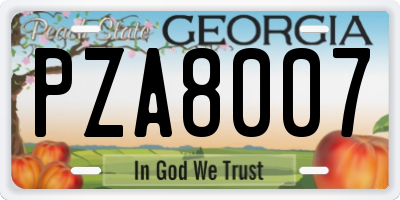 GA license plate PZA8007