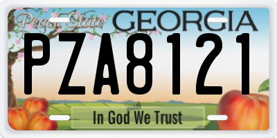 GA license plate PZA8121