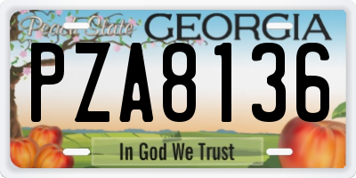 GA license plate PZA8136