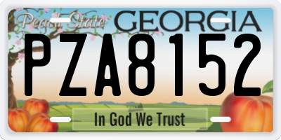 GA license plate PZA8152