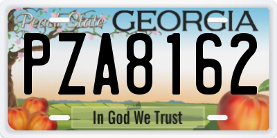 GA license plate PZA8162