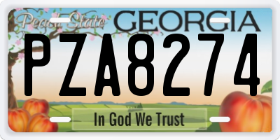 GA license plate PZA8274
