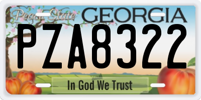 GA license plate PZA8322