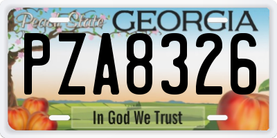 GA license plate PZA8326