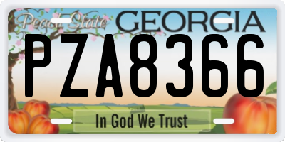 GA license plate PZA8366
