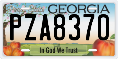 GA license plate PZA8370