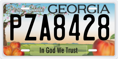 GA license plate PZA8428
