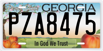 GA license plate PZA8475