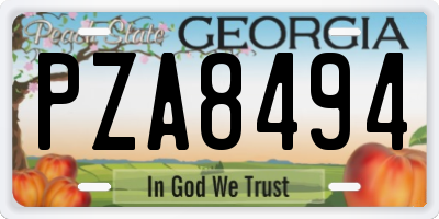 GA license plate PZA8494