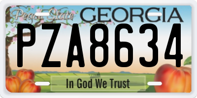 GA license plate PZA8634