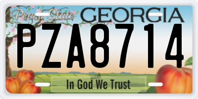GA license plate PZA8714