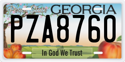 GA license plate PZA8760