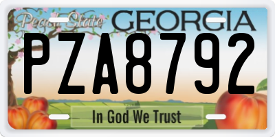 GA license plate PZA8792