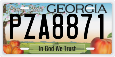 GA license plate PZA8871