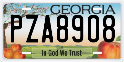 GA license plate PZA8908