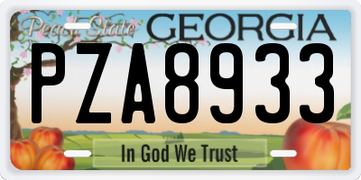 GA license plate PZA8933