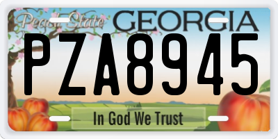 GA license plate PZA8945