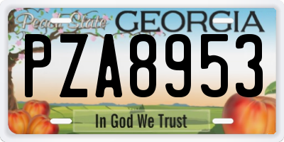 GA license plate PZA8953