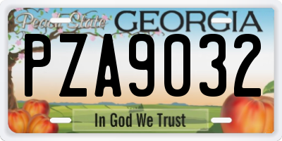 GA license plate PZA9032