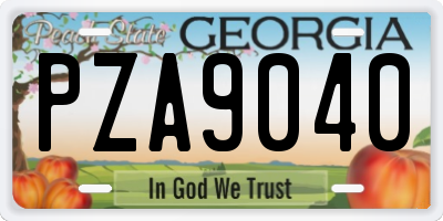 GA license plate PZA9040
