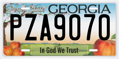 GA license plate PZA9070