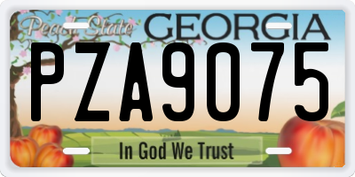 GA license plate PZA9075