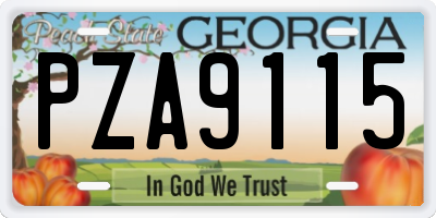 GA license plate PZA9115