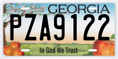 GA license plate PZA9122