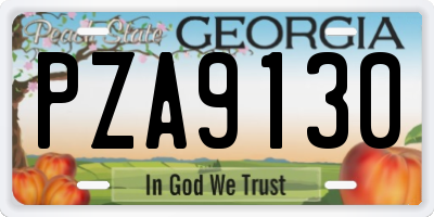 GA license plate PZA9130