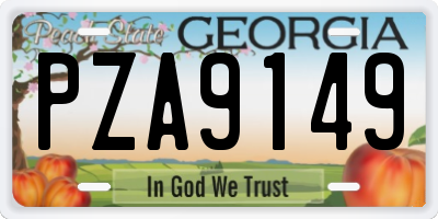 GA license plate PZA9149