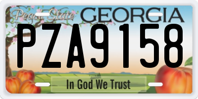 GA license plate PZA9158