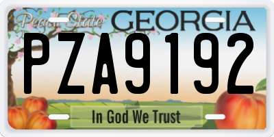 GA license plate PZA9192