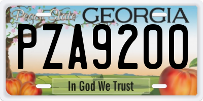 GA license plate PZA9200