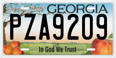 GA license plate PZA9209