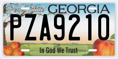 GA license plate PZA9210