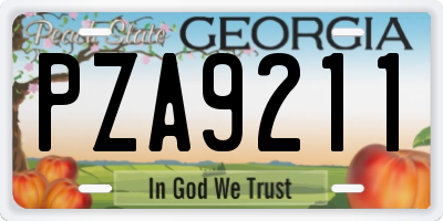 GA license plate PZA9211