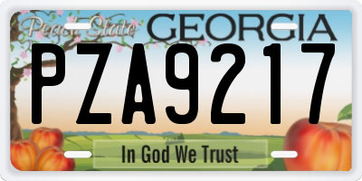 GA license plate PZA9217