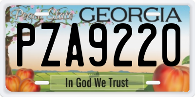 GA license plate PZA9220