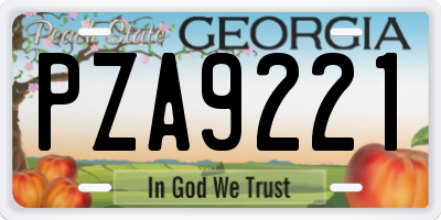 GA license plate PZA9221