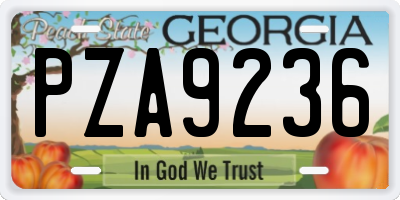 GA license plate PZA9236